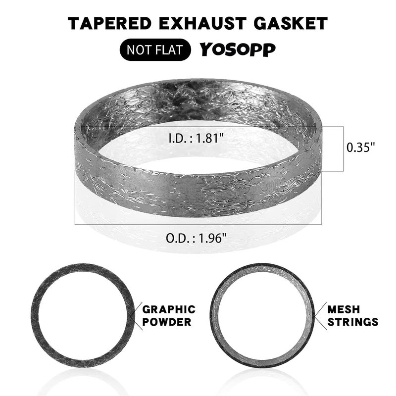 YOSOPP Cone Exhaust Gasket for Harley, Made of Graphite & Steel Mesh - Fits 1984-later Most Harley Davidson Bikes: Touring, Sportster, Dyna, Softail, 6pcs - Image 2
